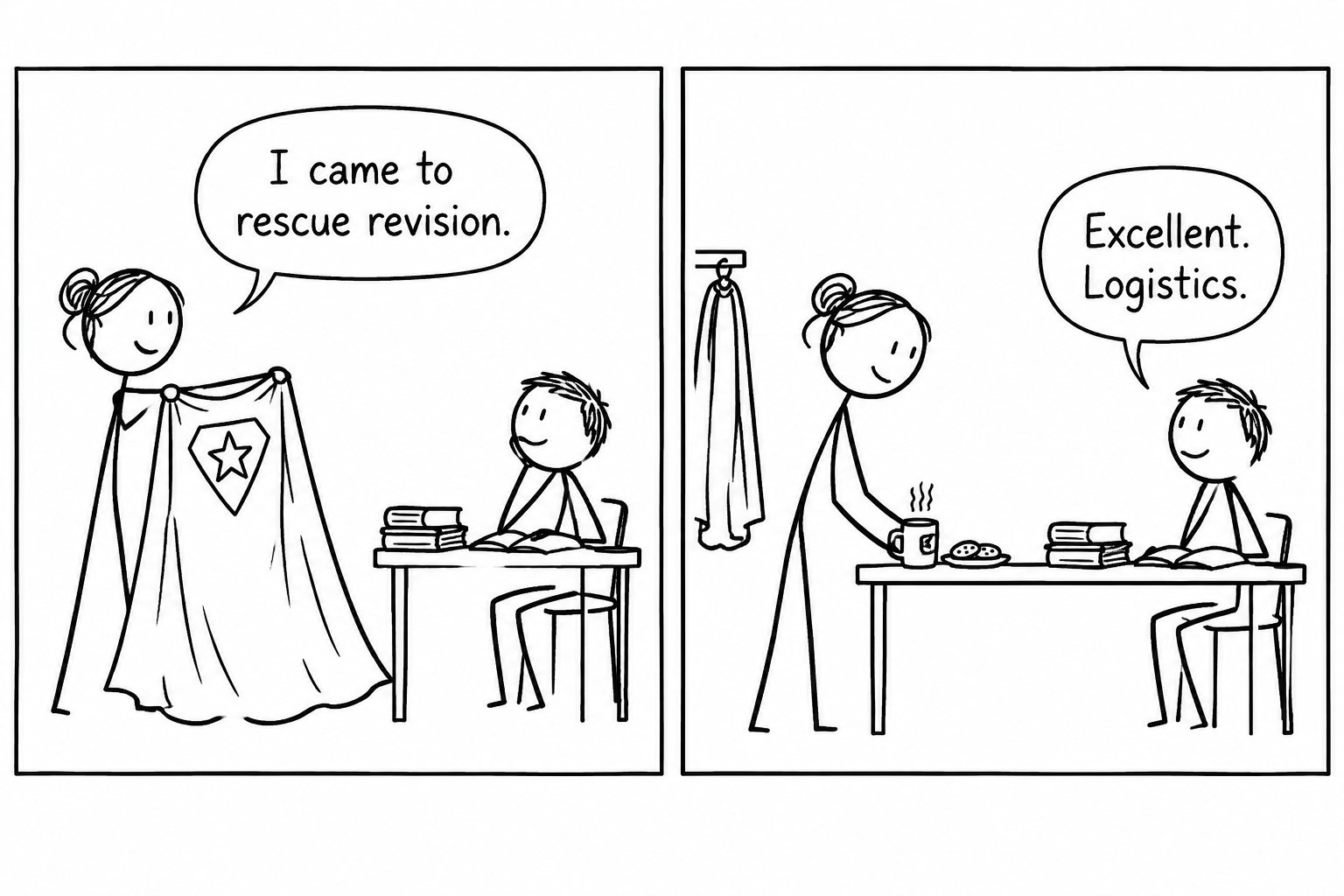 A parent discovers that quiet practical support can be more useful than arriving as a revision superhero