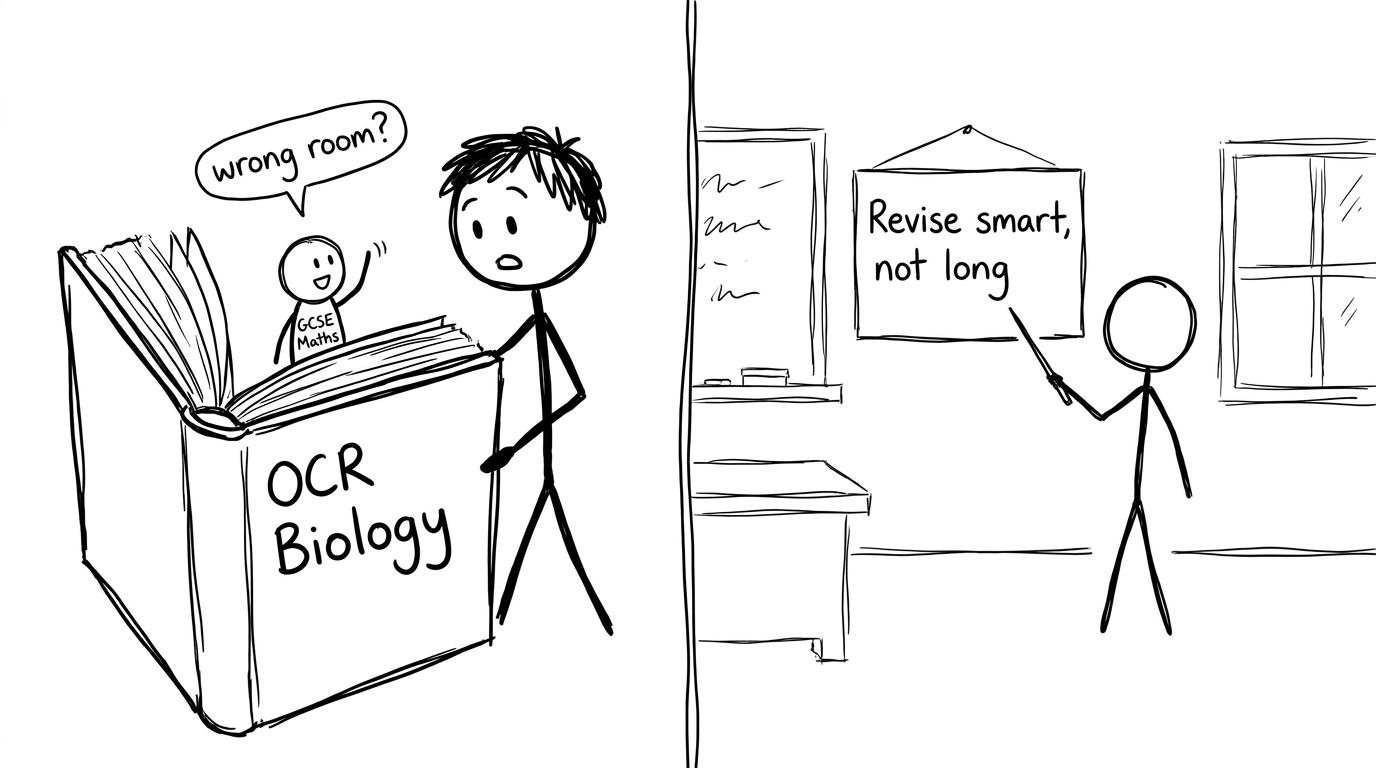 A student finds GCSE Maths inside an OCR Biology book