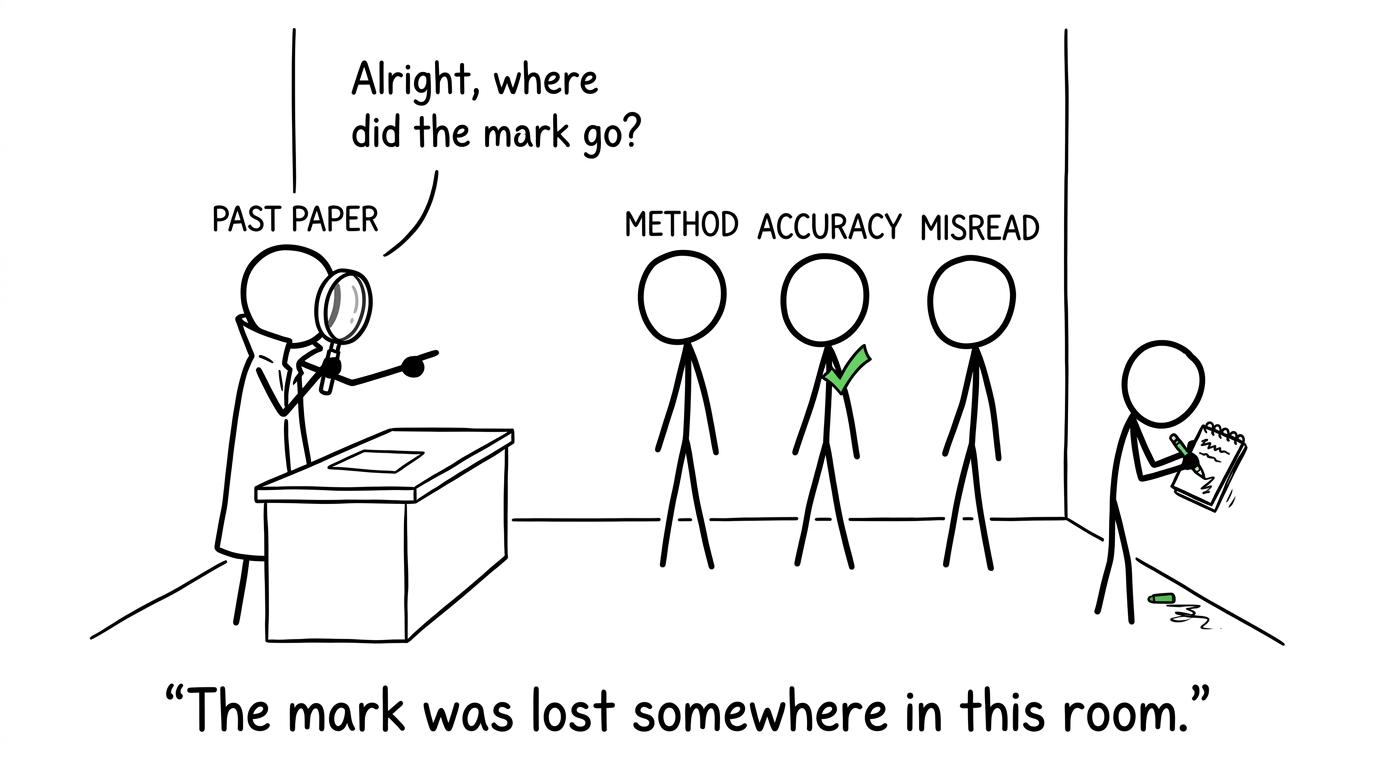 A revision detective investigates where a mark disappeared