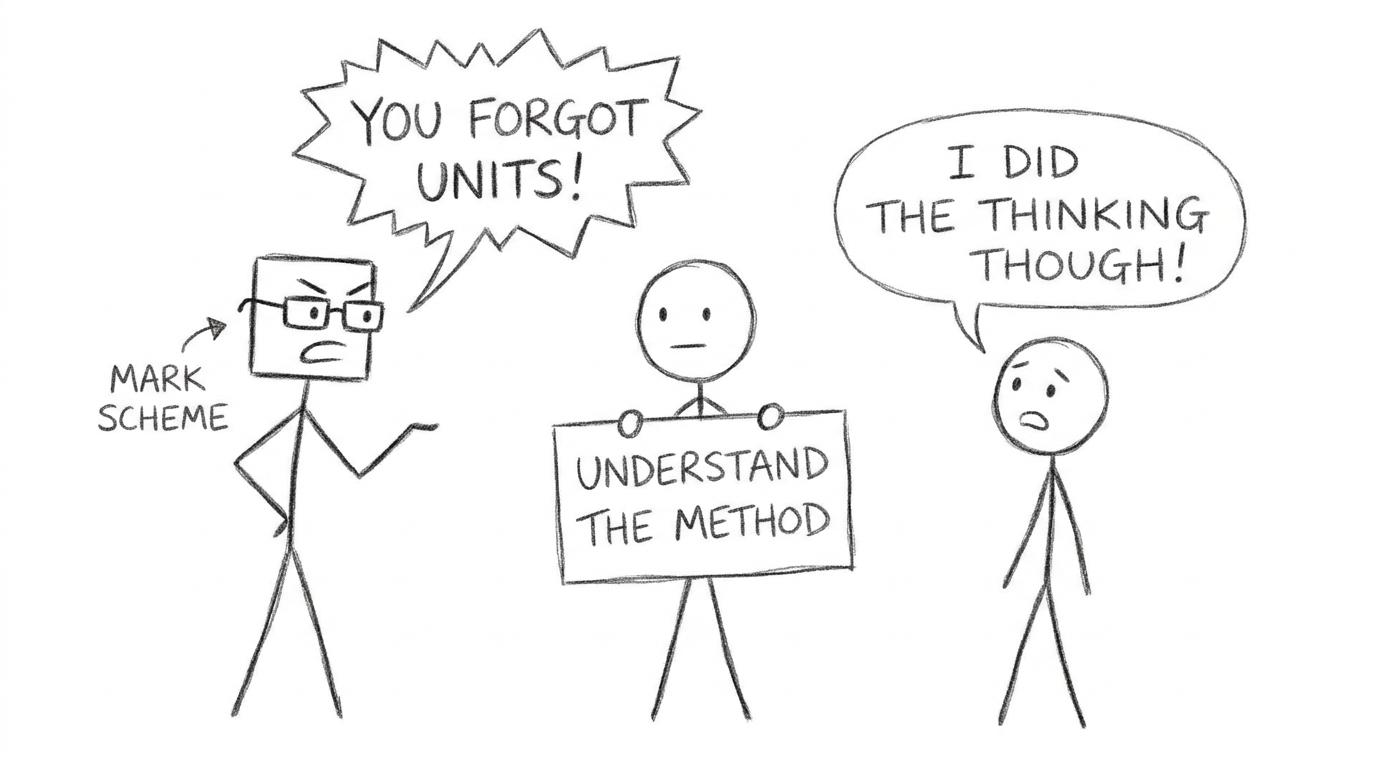 A student negotiates with the mark scheme
