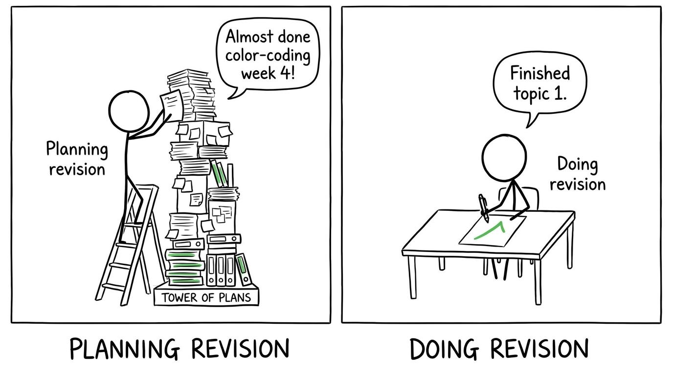 One student plans revision while another quietly gets on with it