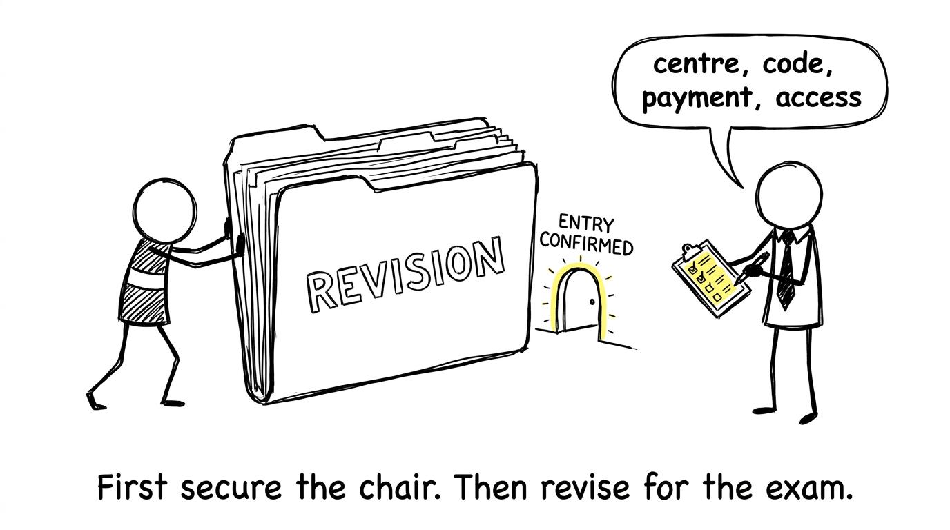 A student learning that entry confirmation comes before revision