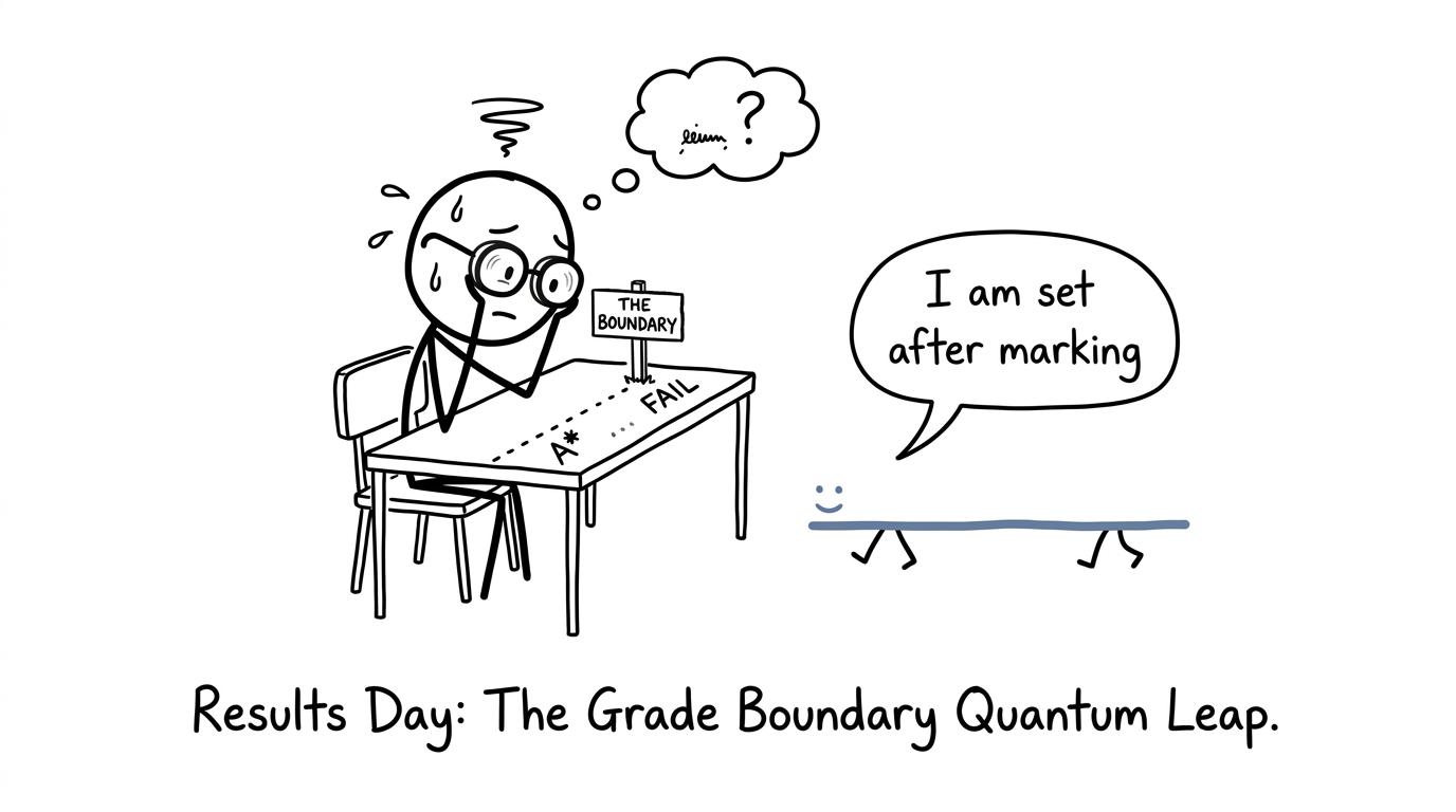 A student watches an exam grade boundary move after marking