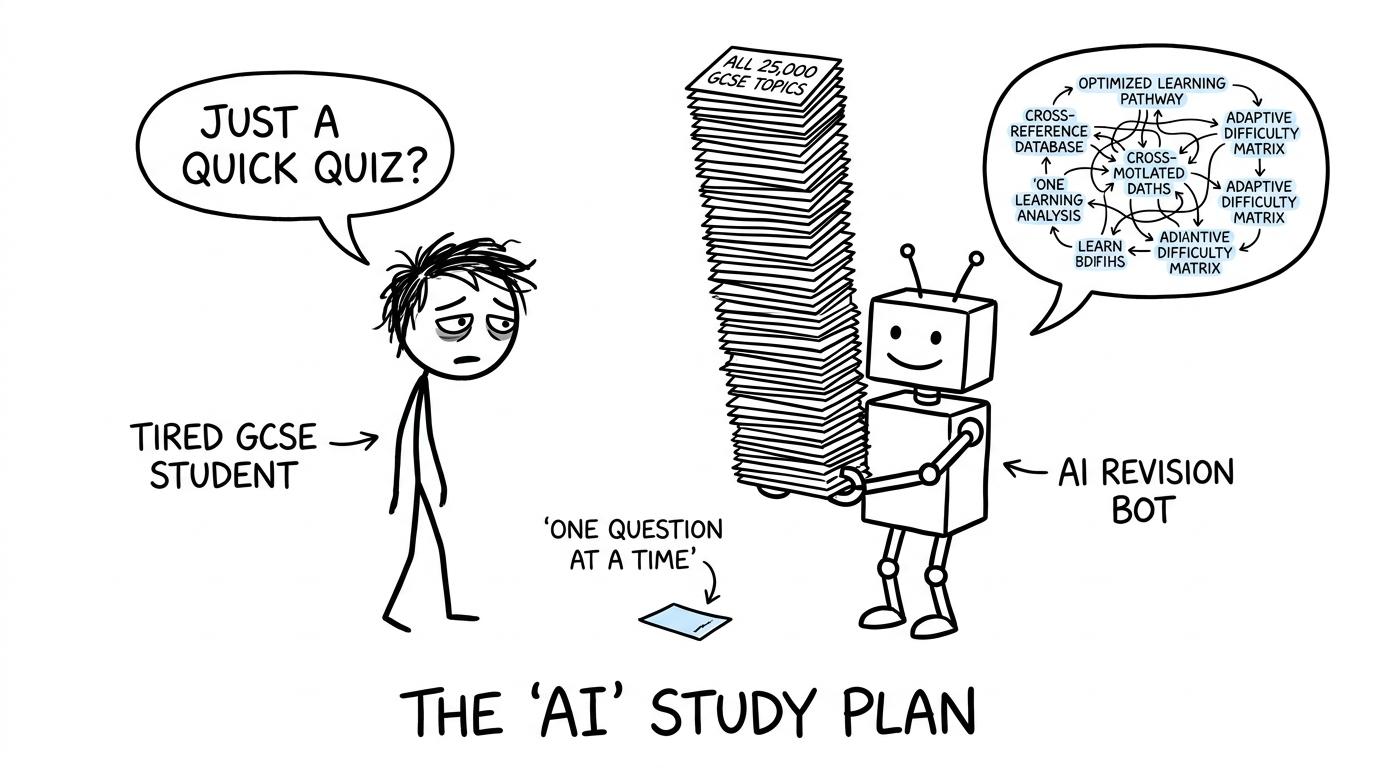 A student discovers that an AI quiz has produced far too many flashcards