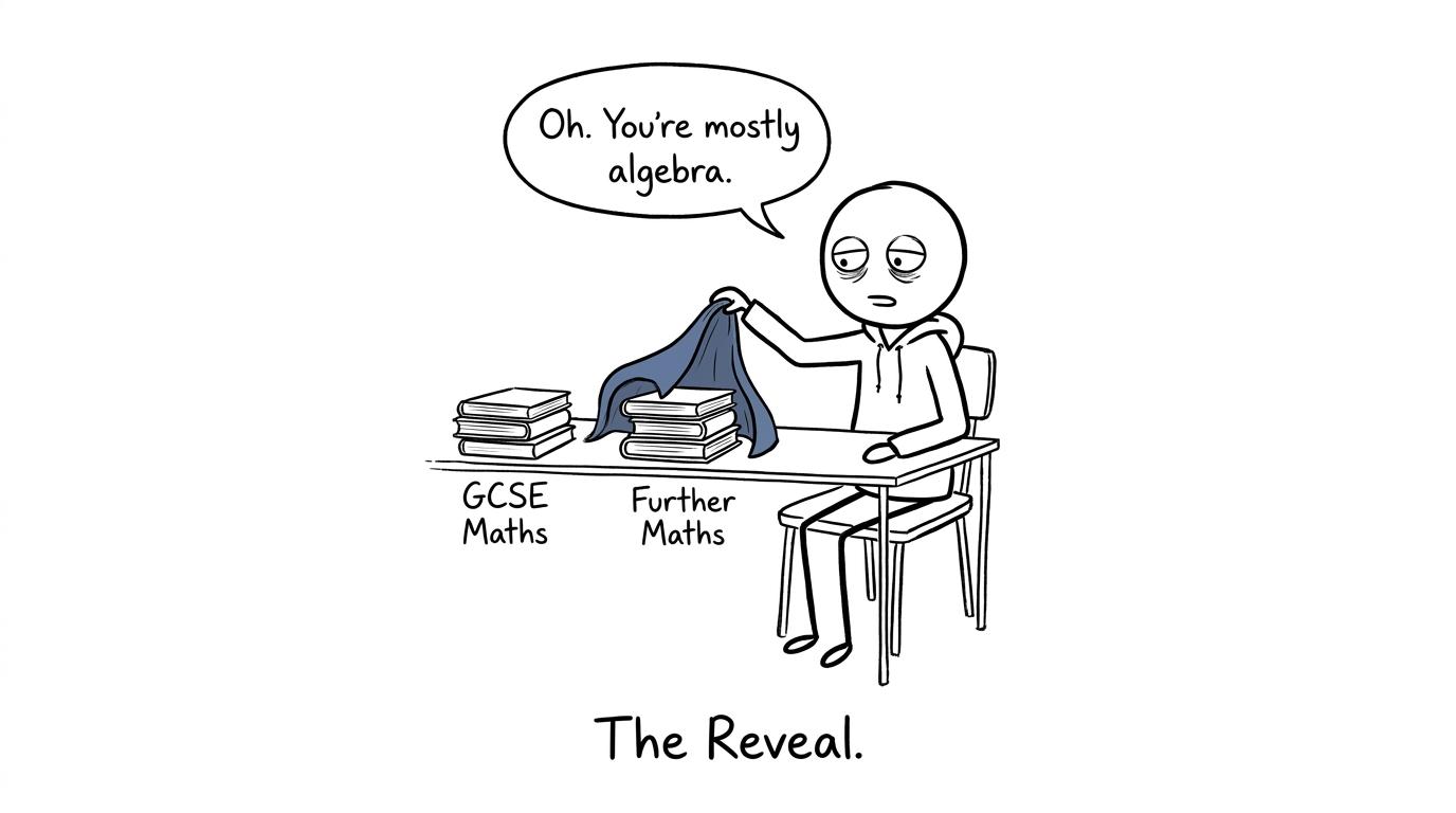 A GCSE Further Maths revision pile loses its dramatic villain cape