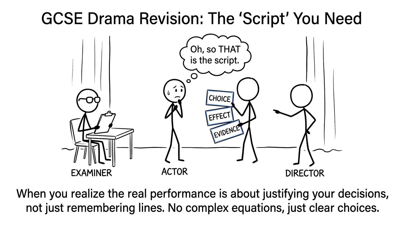 An examiner reveals the useful cue cards: choice, effect and evidence