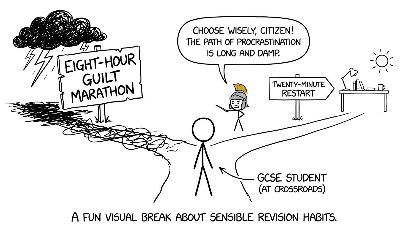 A student chooses a short revision restart instead of a guilt marathon