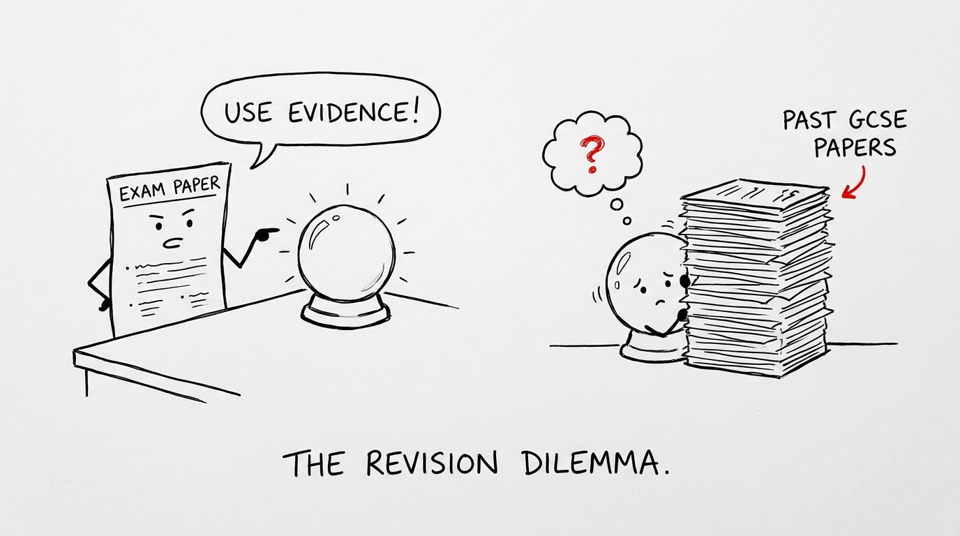 An exam paper tells a crystal ball to use evidence