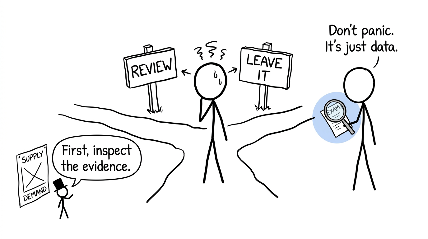 A student deciding whether to request a review of marking