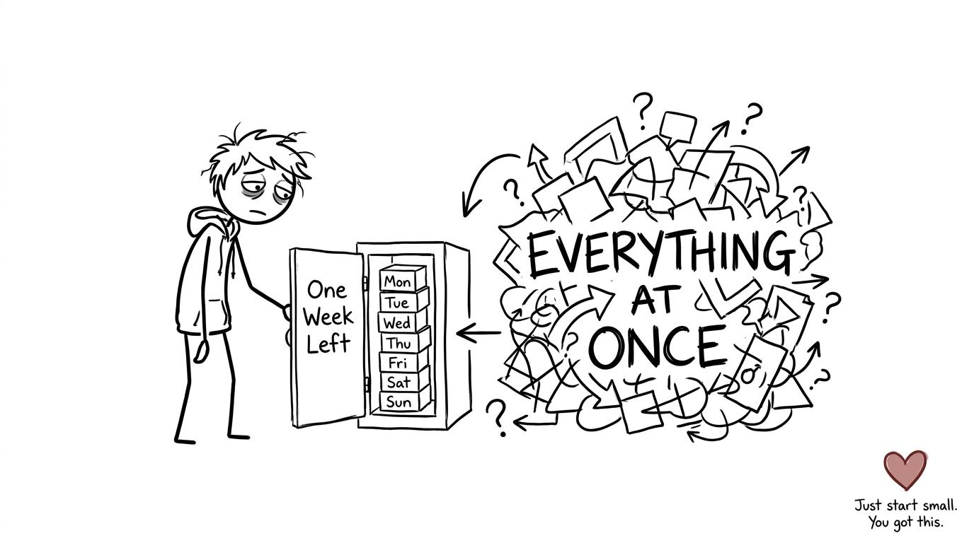 A student turns one week of revision panic into seven manageable boxes