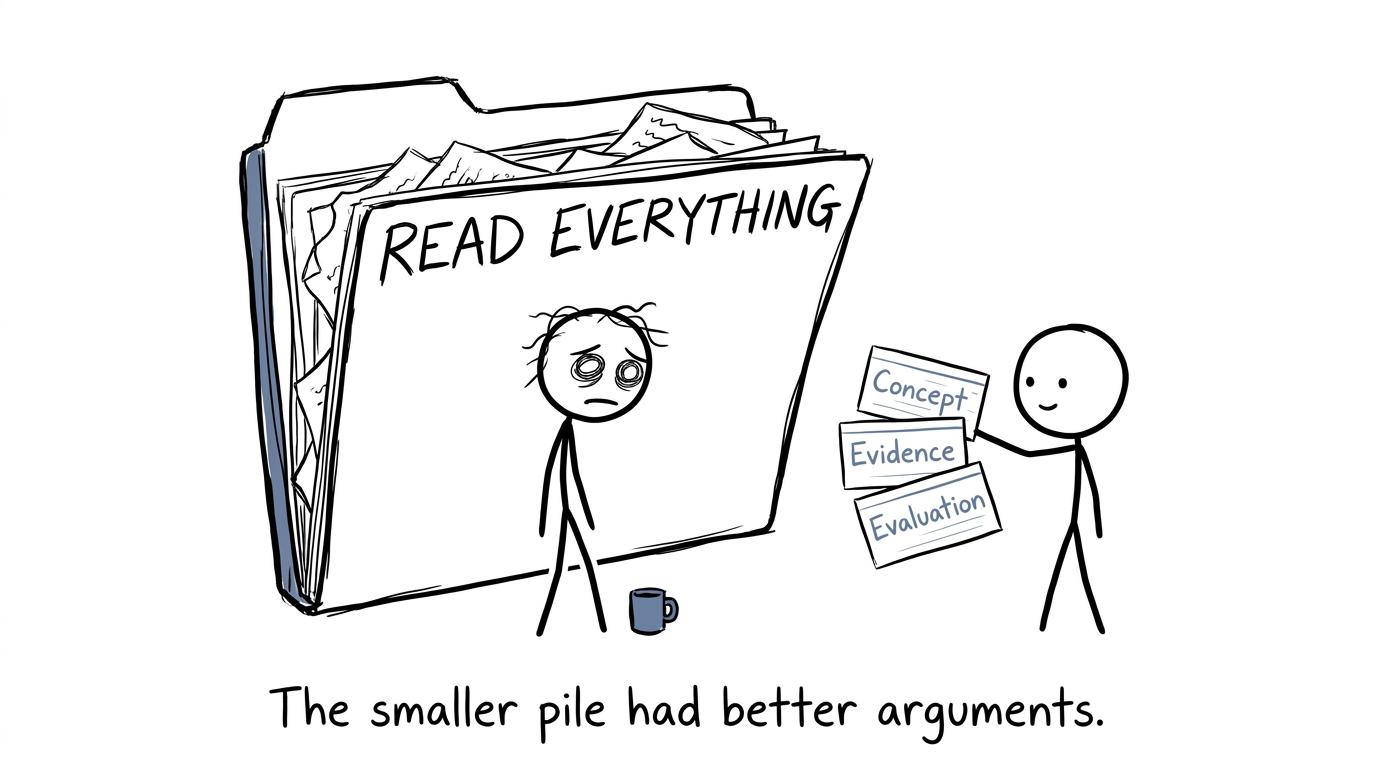 A student discovers that three useful revision cards can beat an enormous folder