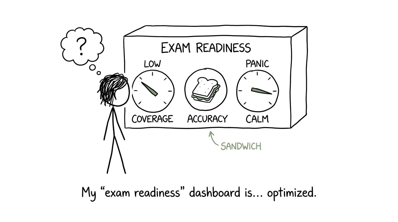 A slightly unreliable dashboard attempting to measure exam readiness
