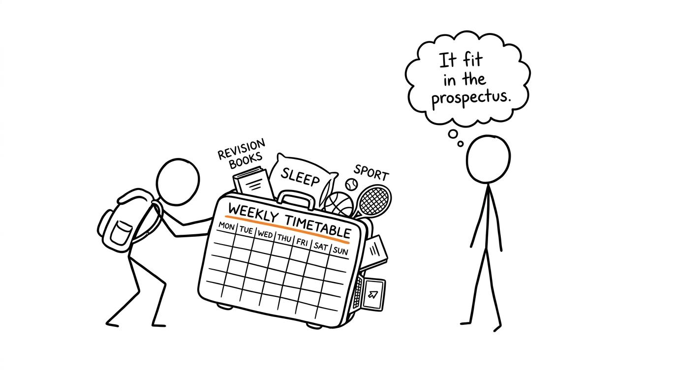 A student attempts to pack an entire GCSE workload into one small timetable