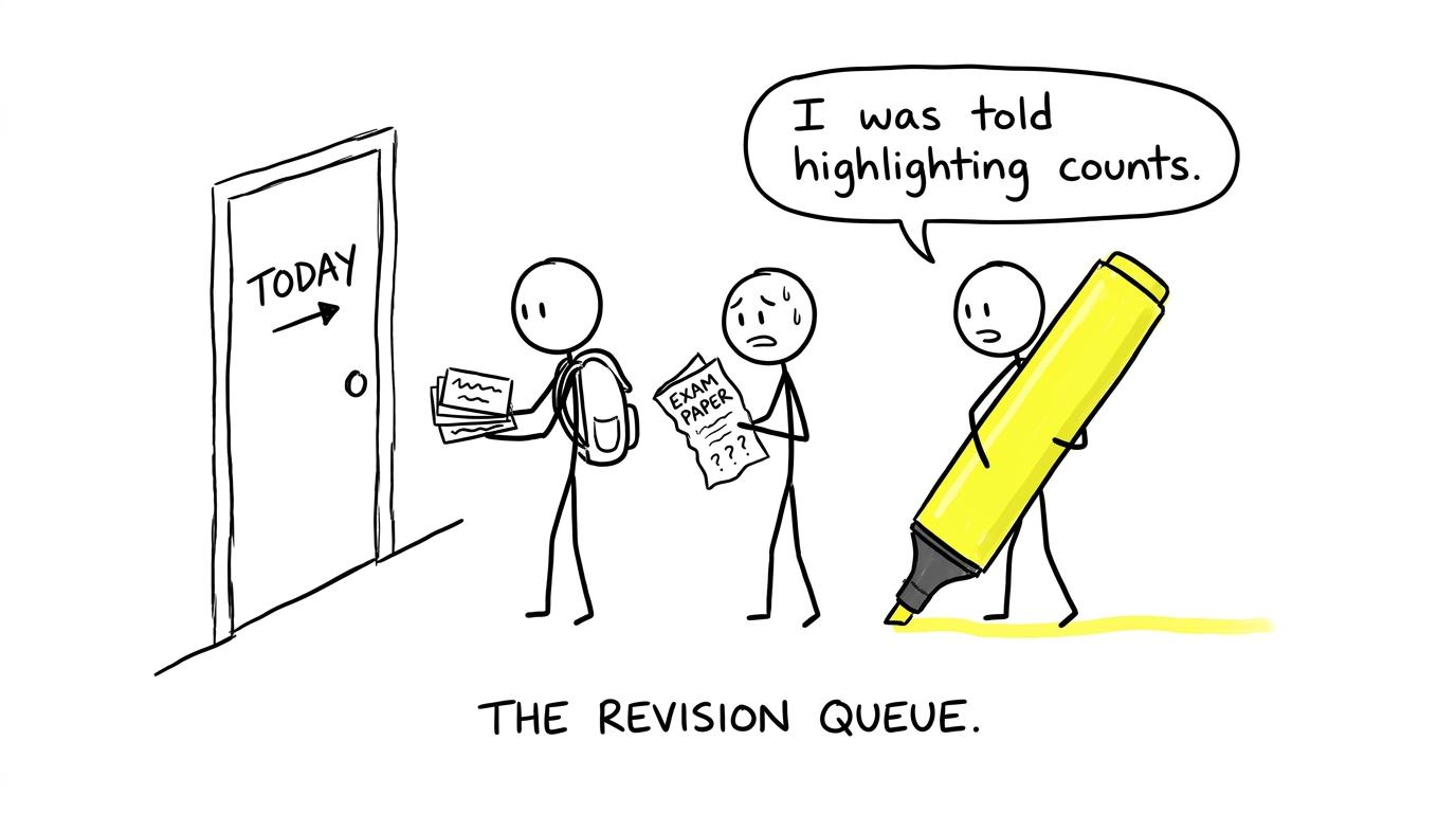 Revision tasks queue while an enormous highlighter claims to be useful