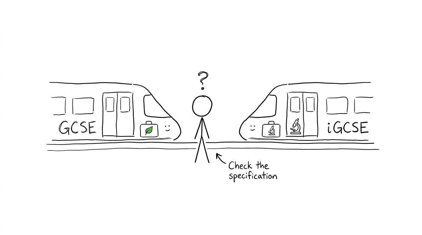 A student choosing between two similar Biology exam trains