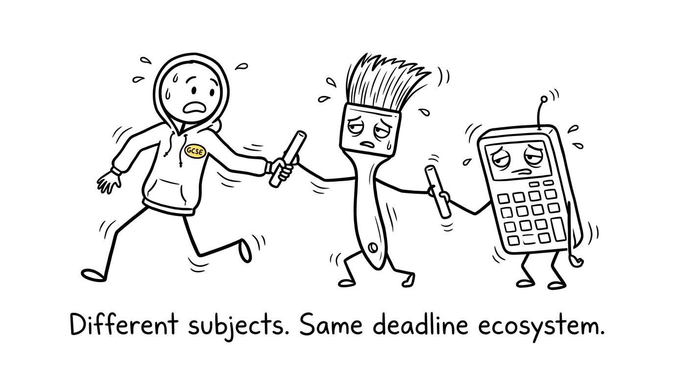 A relay race between a paintbrush and calculator