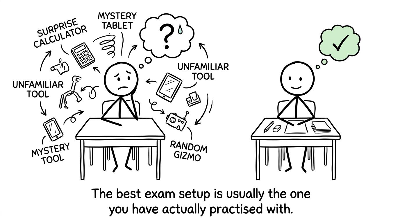 Two exam setups show why familiar support beats a last-minute surprise