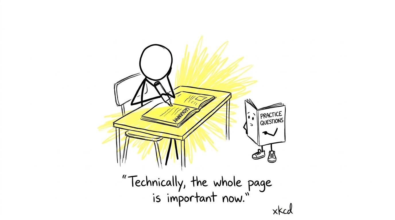 Student highlights an entire revision page