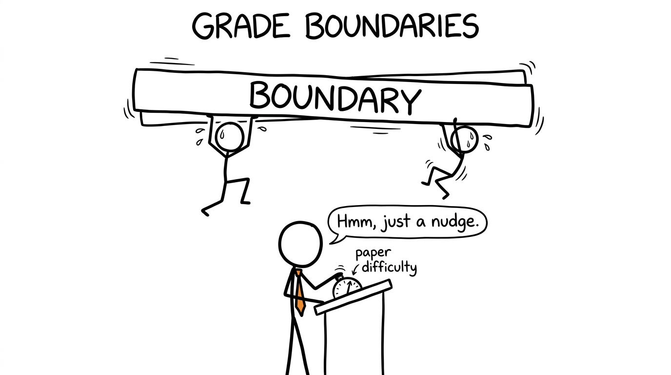 Examiners adjusting boundaries to account for paper difficulty