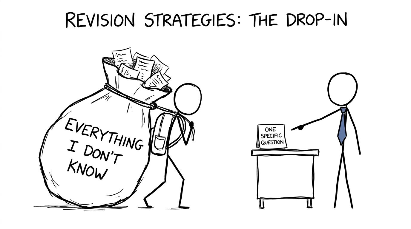 A student replacing a huge sack of revision worries with one focused question