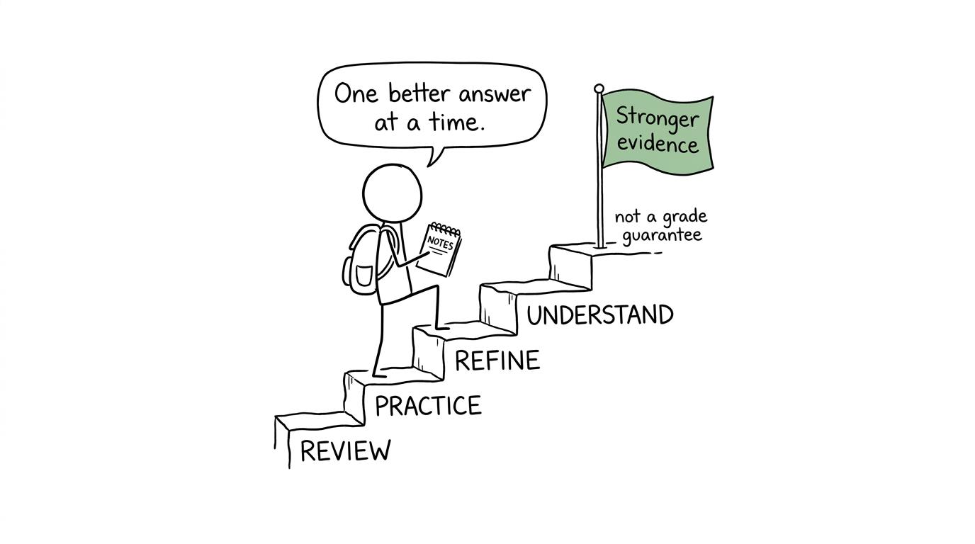 A student climbs towards stronger assessment evidence one answer at a time