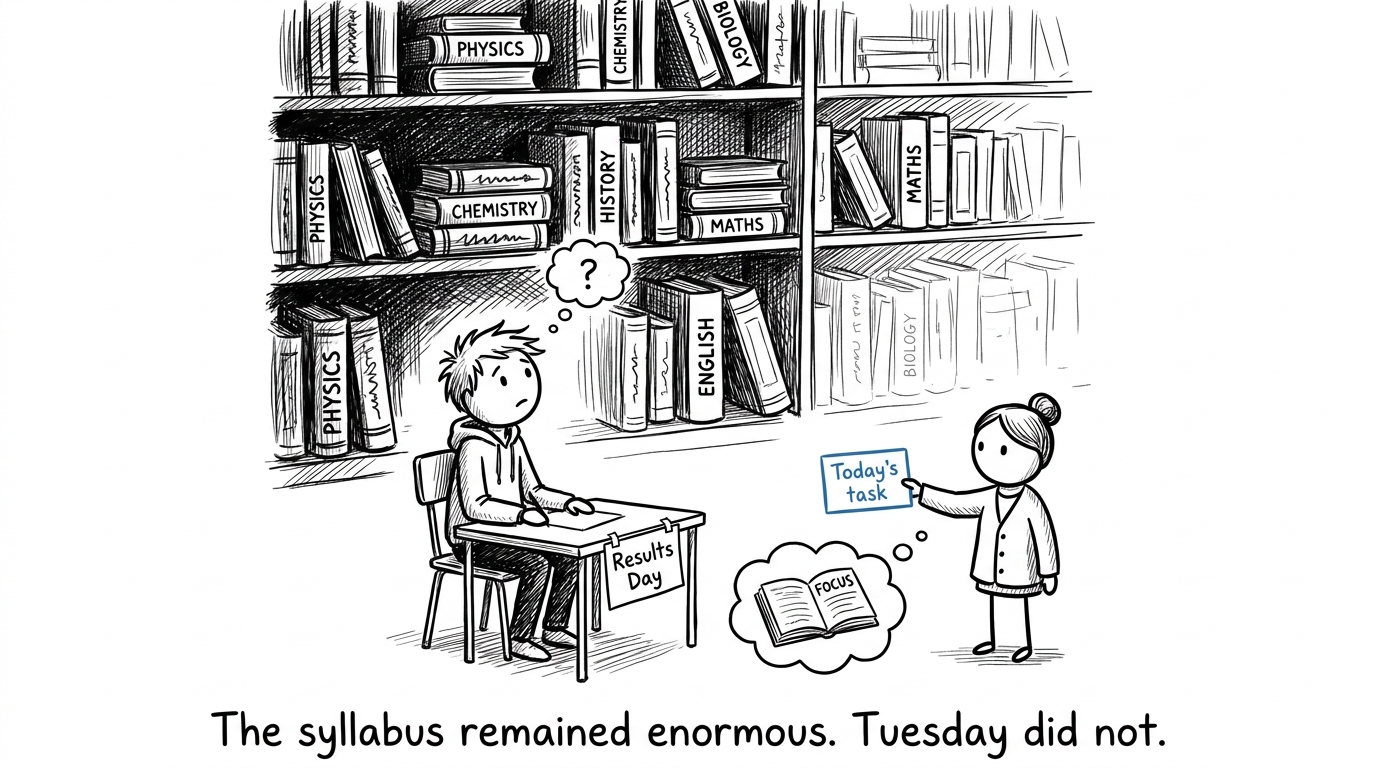 A student discovers that one manageable revision task is less frightening than the whole syllabus