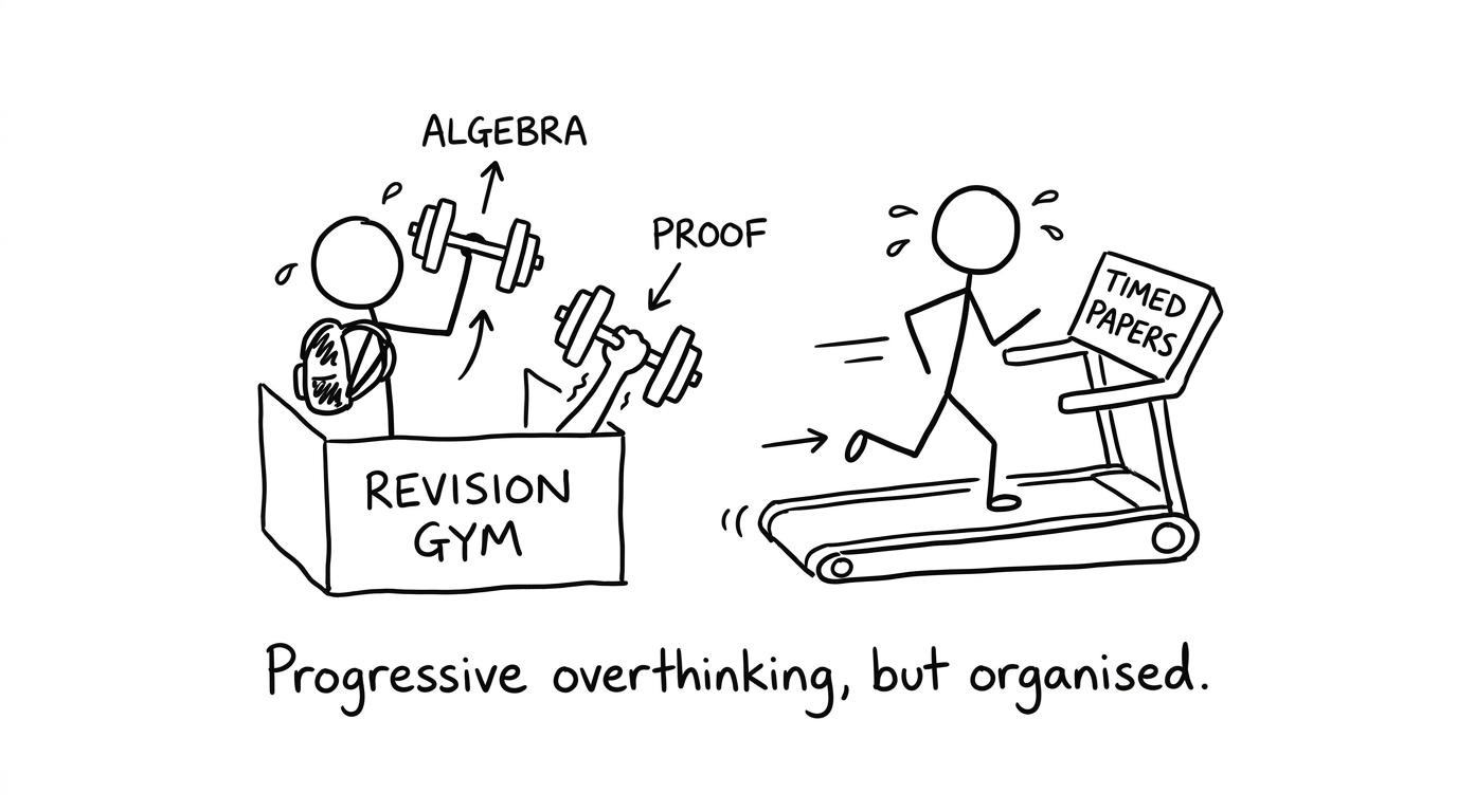 A student trains algebra, proof and timed-paper skills in a revision gym
