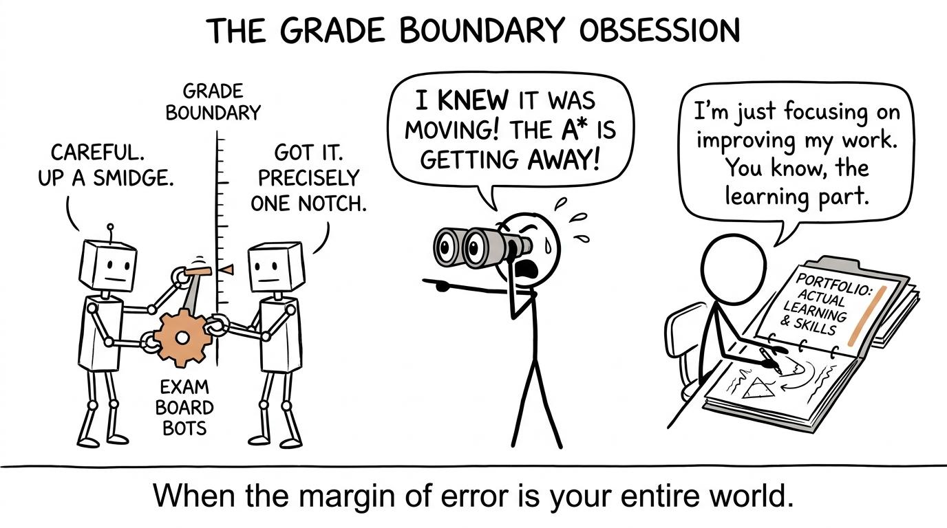 A student uses binoculars to monitor a one-notch boundary change