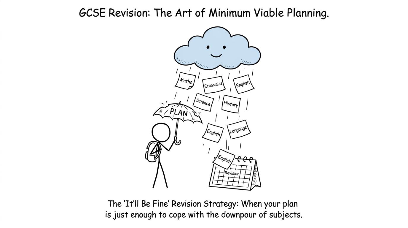 A revision plan acts as an umbrella beneath six subjects