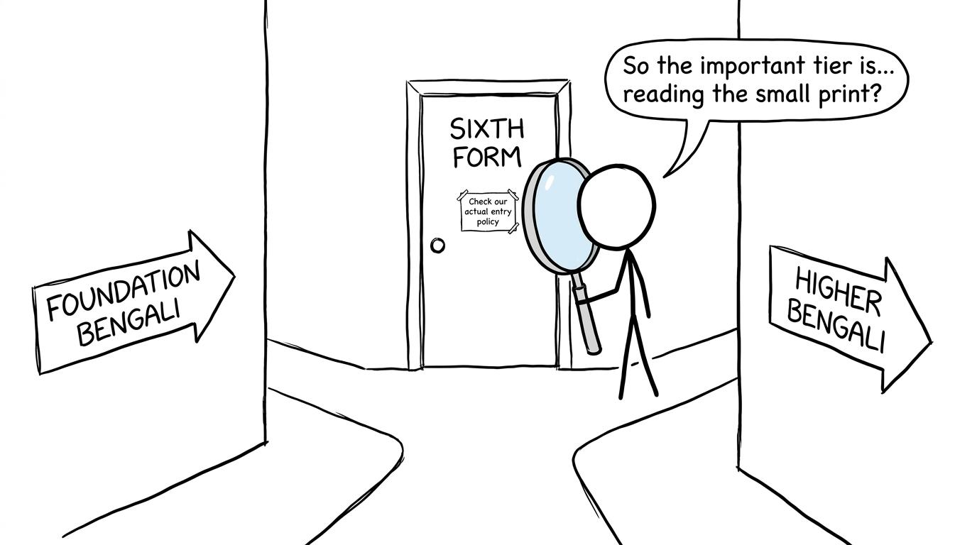 A student discovers that checking the admissions policy matters more than guessing about tiers