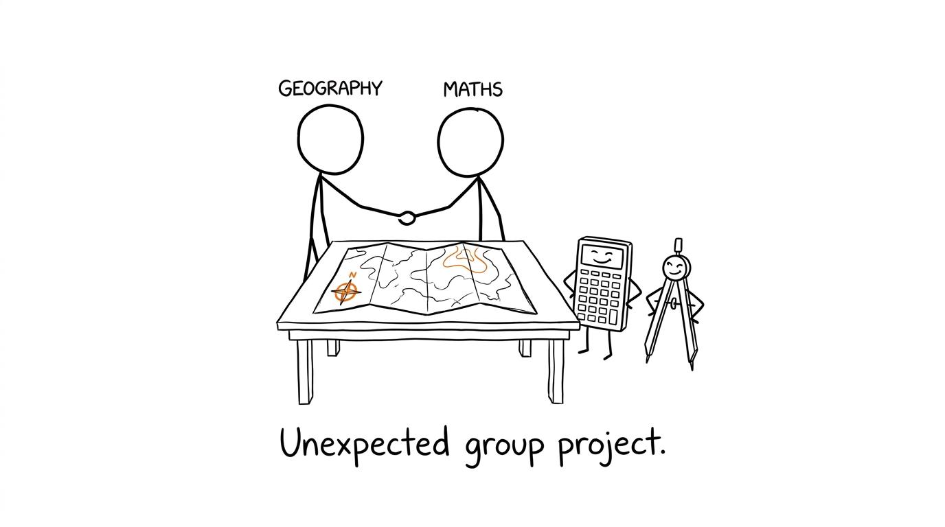 Geography and Maths students discovering their unexpected group project