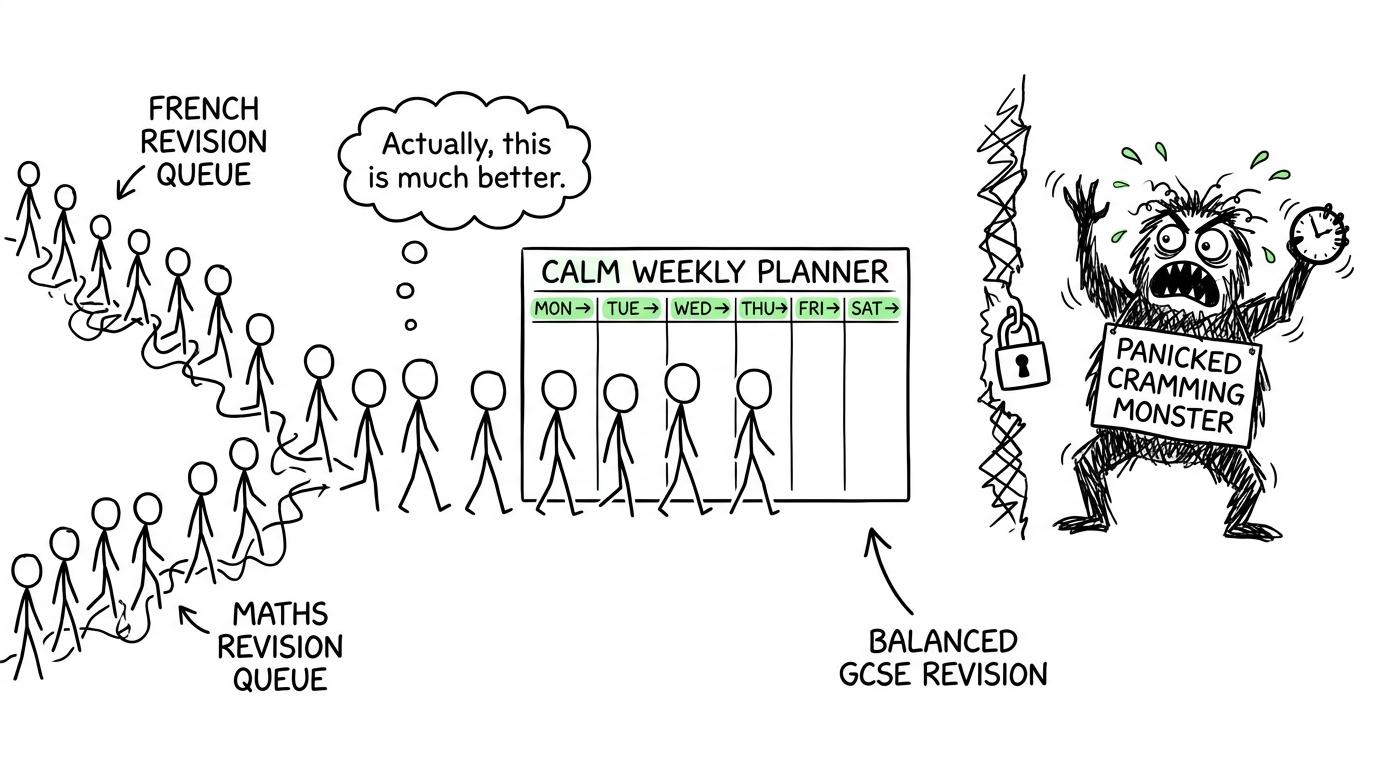French and maths revision calmly merge into one weekly planner