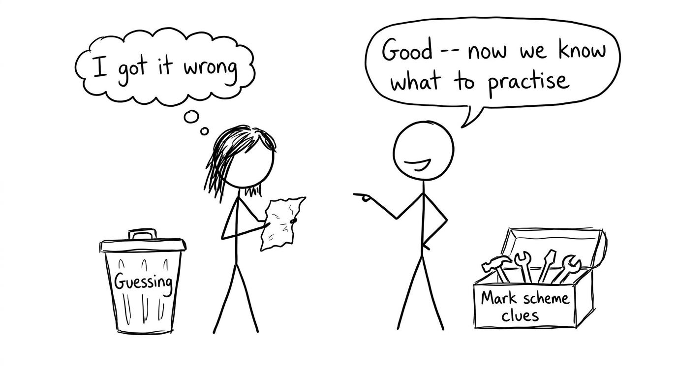 Two figures reframing mistakes as useful data