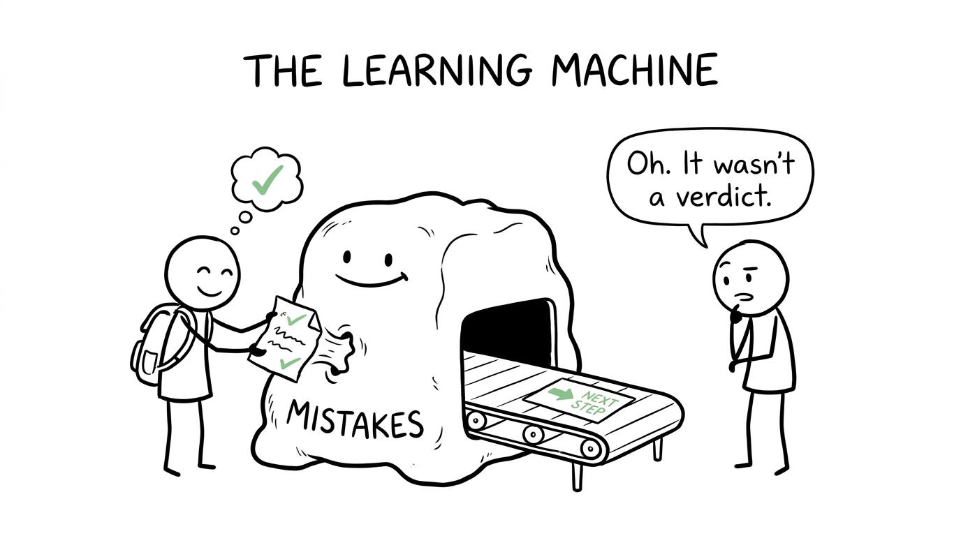 A marked paper turns mistakes into a useful next step