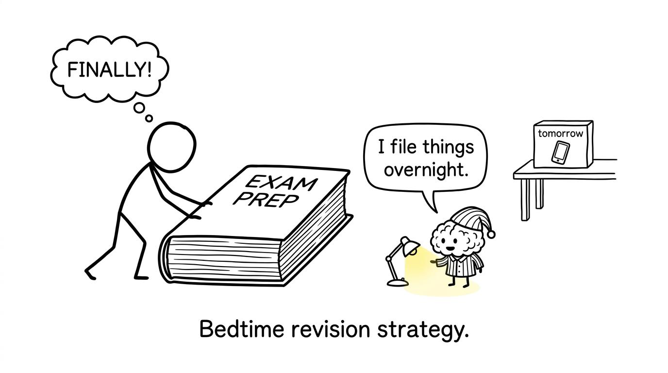 A tiny brain filing revision overnight while the student's phone waits outside