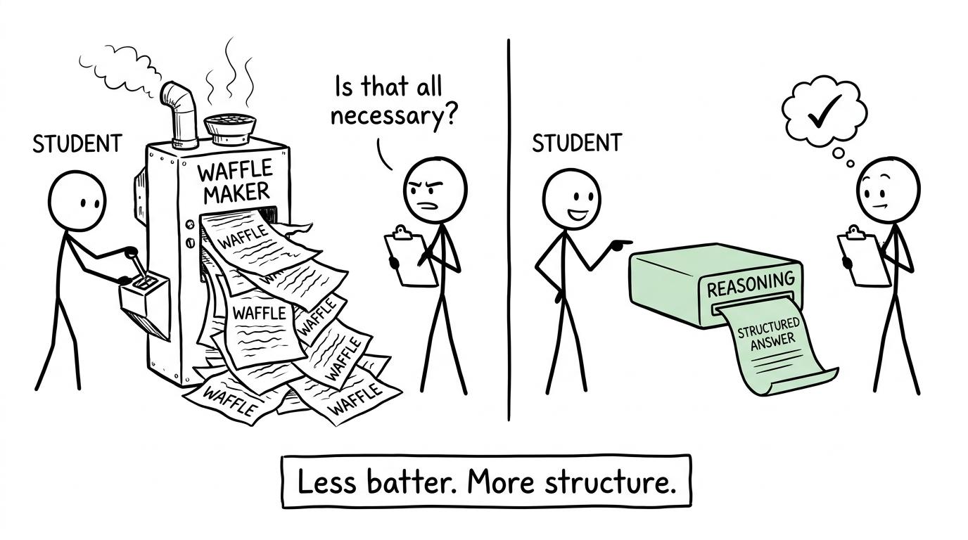 A revision waffle machine is replaced by a smaller reasoning machine