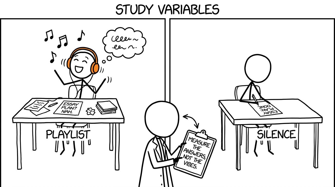 A revision experiment measures completed answers rather than playlist vibes