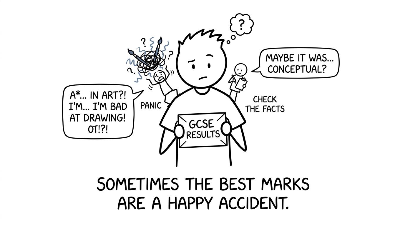A student choosing facts over panic after opening an unexpected GCSE result
