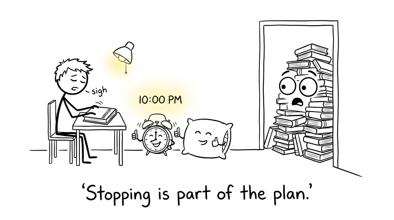 A student ending revision at a sensible time