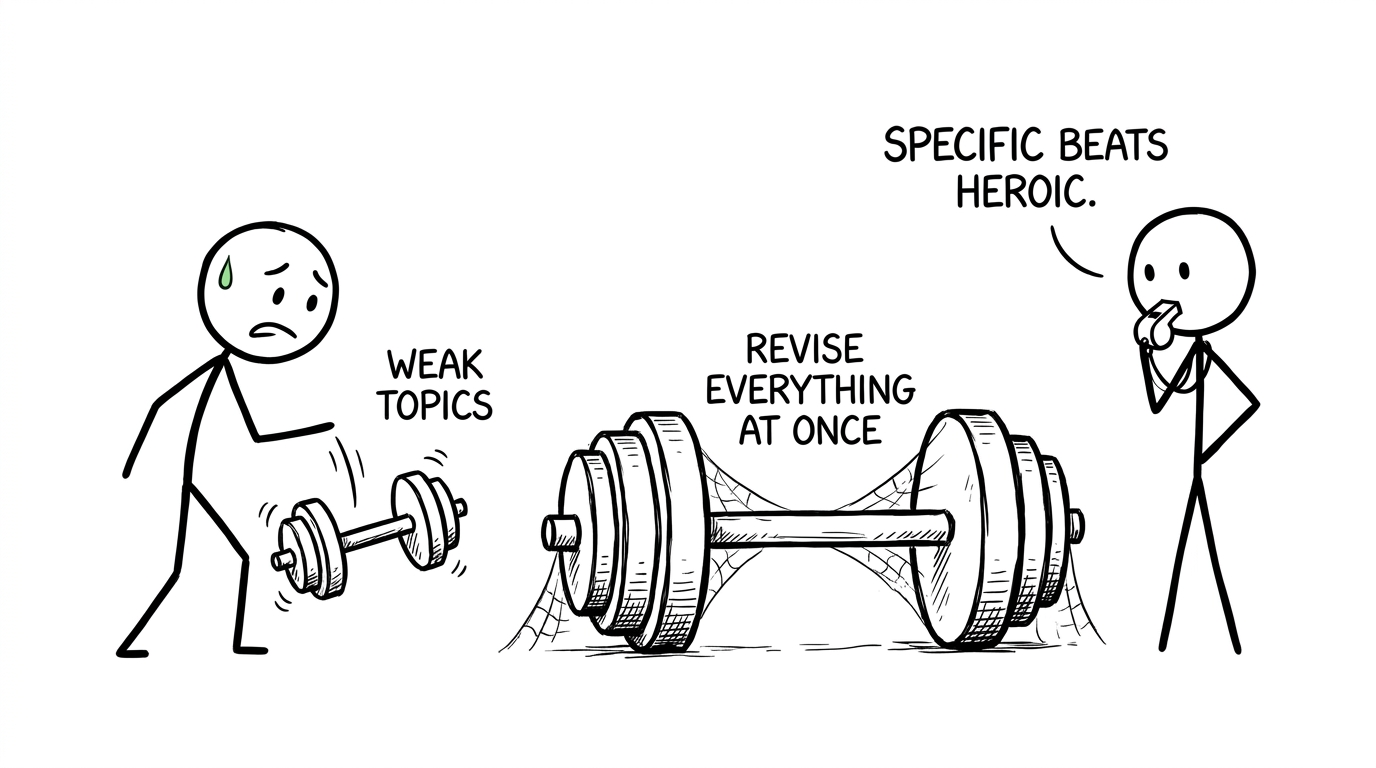 A student trains specific weak topics instead of revising everything at once