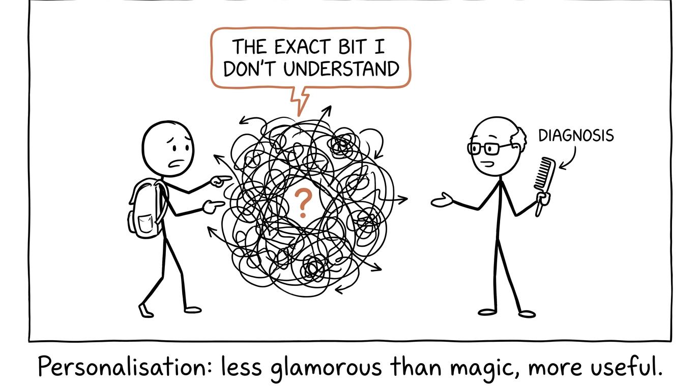 A tutor carefully untangling one student's exact revision problem