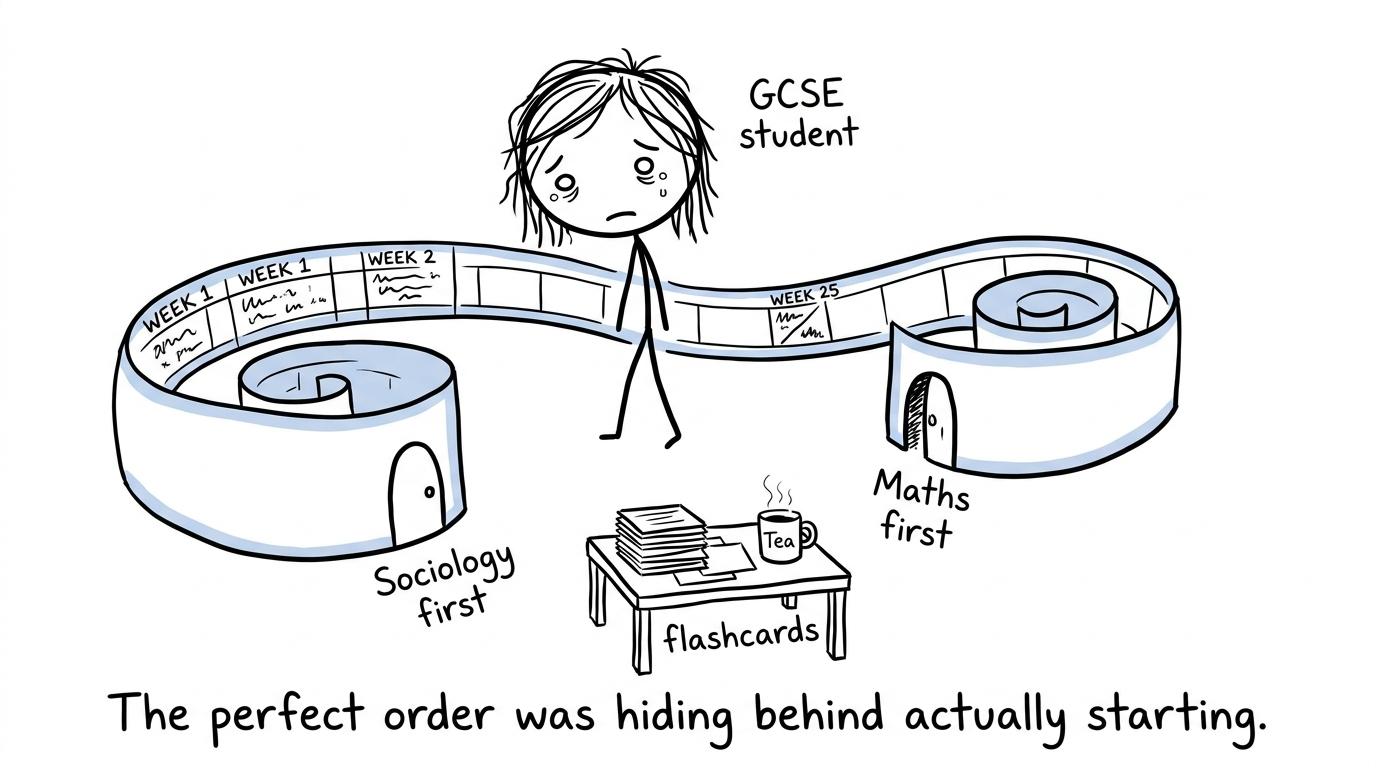 A student discovers that starting matters more than finding a perfect revision order