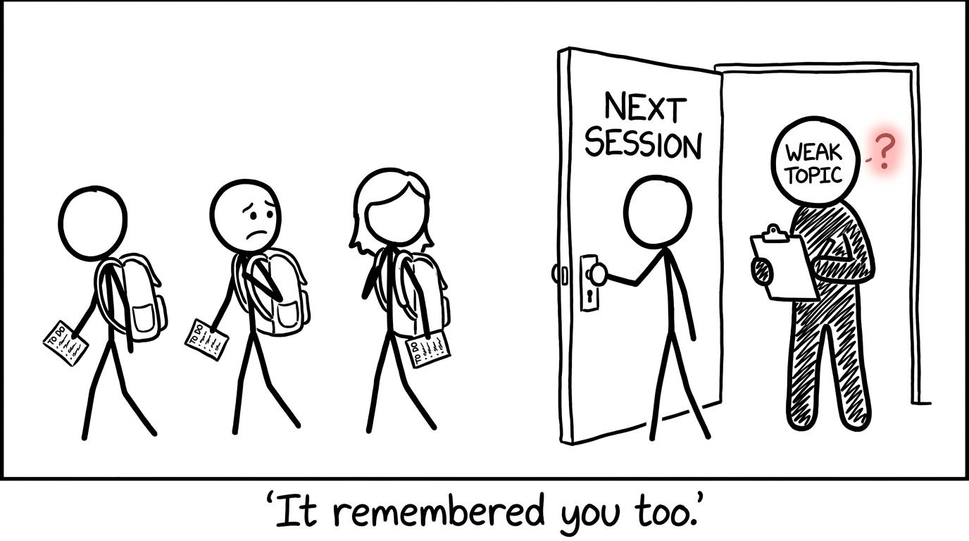 The weak topic waits patiently for the next revision session