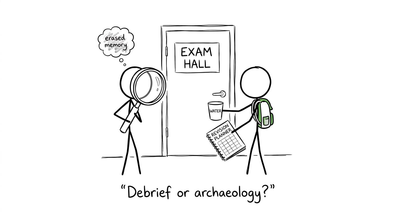 Two students wonder whether their post-exam debrief has become archaeology