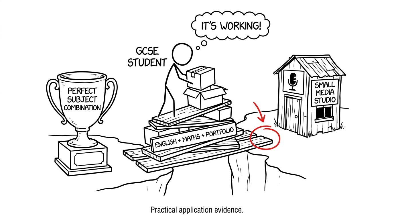 A student builds a bridge to a media studio using useful evidence