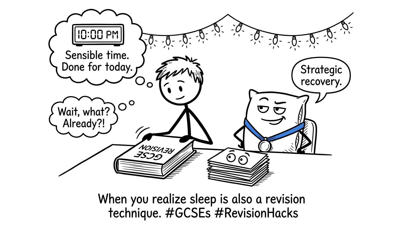 A pillow wins a medal for strategic recovery while the flashcards look surprised