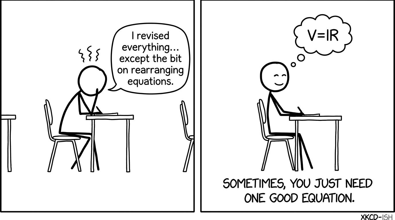 Exam hall regret about rearranging equations