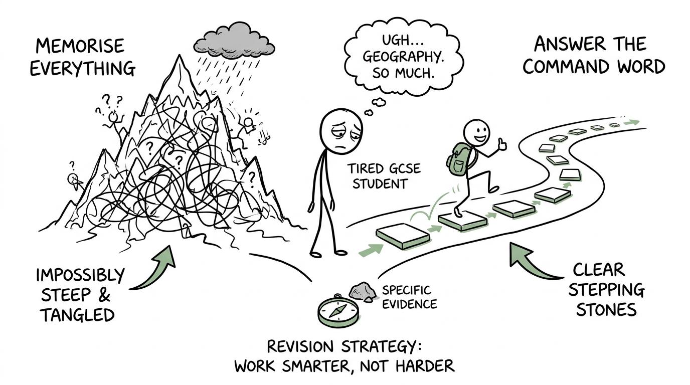 A student choosing between memorising everything and answering the command word