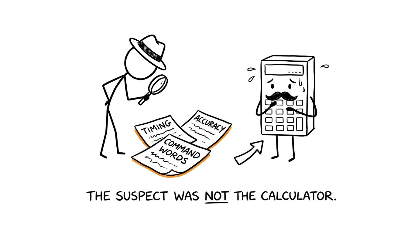 An exam-paper detective discovers that the calculator was not responsible