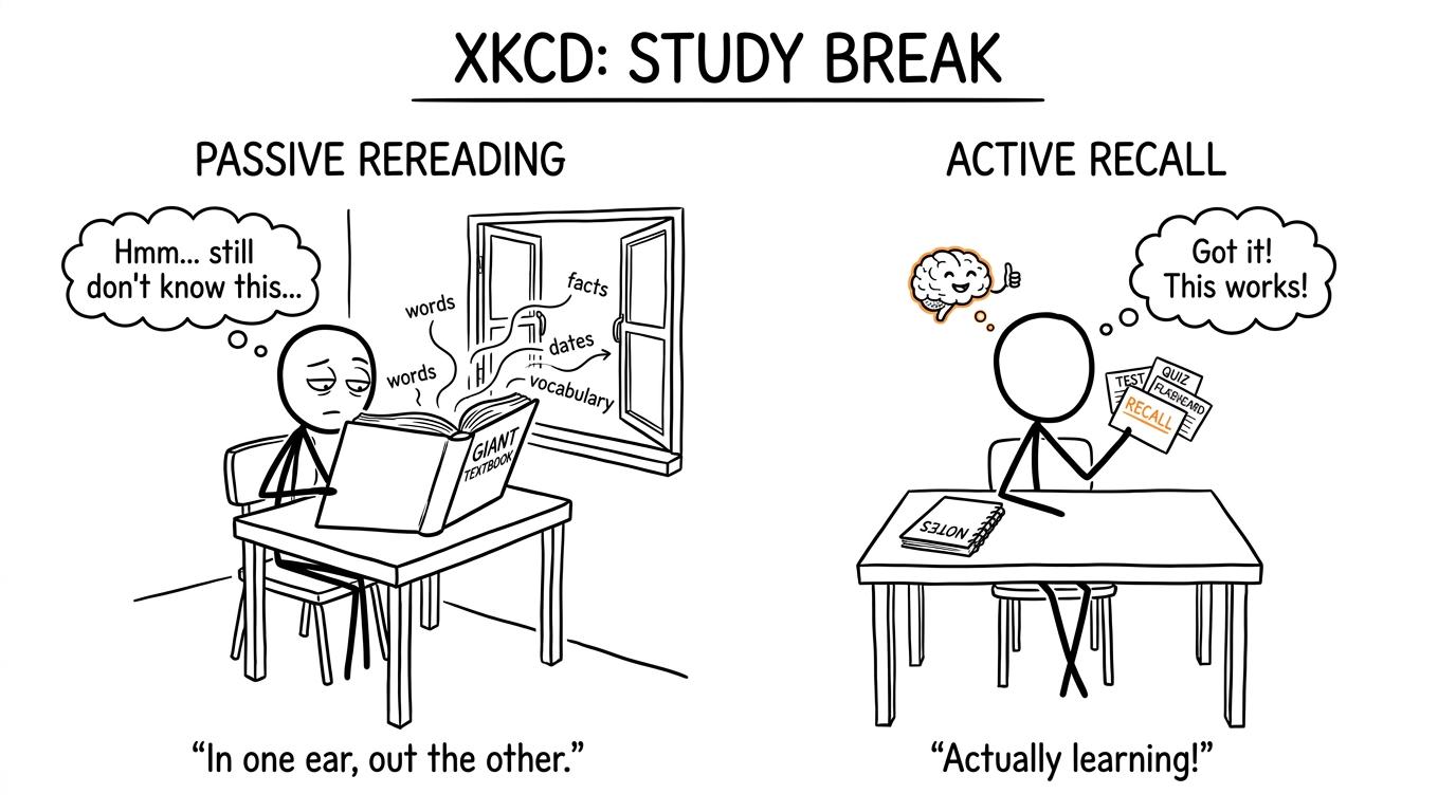 Active recall keeps knowledge at the desk instead of letting it escape